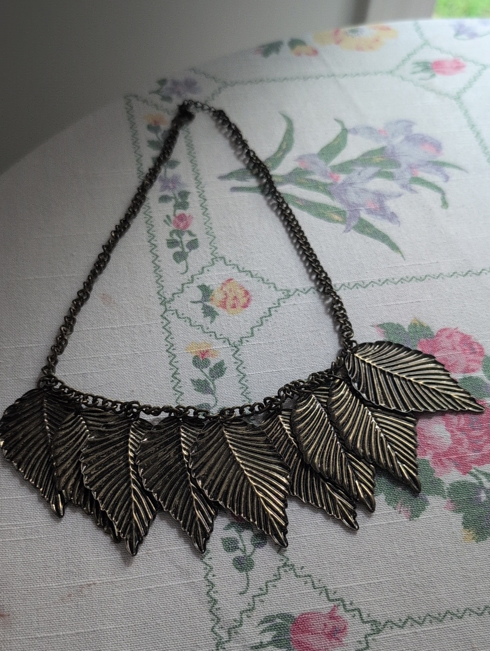 Antique Silver Leaf Statement Necklace - Women Jewelry